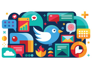 Poster - Abstract social media marketing concept illustration isolated on white background
