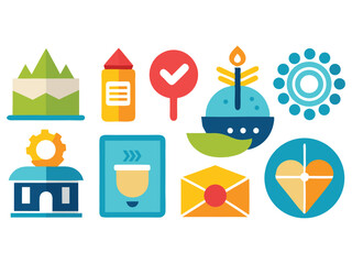 Poster - Collection of colorful flat design icons isolated on white background

