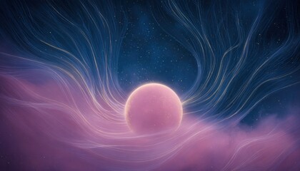 Wall Mural - Pink orb in swirling nebula