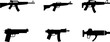 © Ghulam - Collection of black and white gun silhouettes for military and weapon design elements and concepts editable stock vector illustration