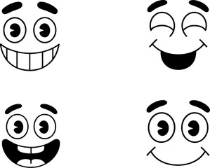 Poster - Cartoon faces vector set happy expressions emotions illustration design graphic character animation 100 editable stock vector illustration