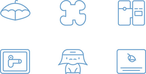 Fototapete - Vector icon set collection of different icons like umbrella puzzle server and more vector illustration 100 editable stock vector illustration