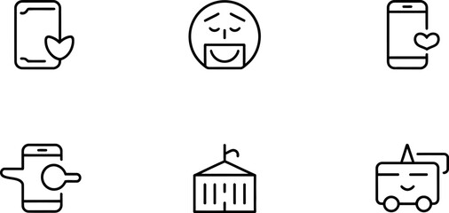 Fototapete - Set of line art icons including smartphone love face search container and truck vector illustration 100 editable stock vector illustration