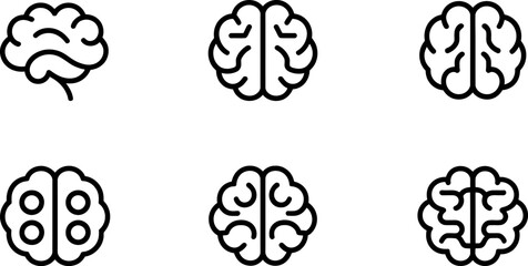 Poster - A vibrant vector illustration set featuring brain silhouettes, vector elements