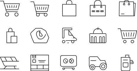 Poster - A vector icon set for web and business, featuring symbols for shopping, communication, office, and internet