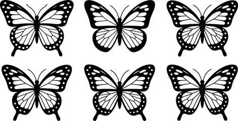 Aufkleber - Black and white butterfly vector illustration seamless pattern for design background decoration art print 100 editable stock vector illustration