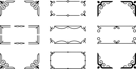 Aufkleber - Vector decorative frame border corner design element vintage ornament invitation card template graphic pack editable stock vector illustration