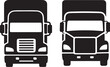 © Nizam - Two semi truck icons front view black silhouette