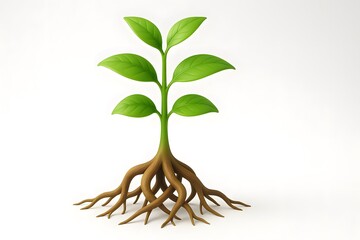Aufkleber - Growth of a Young Plant with Leafy Sprouts and Healthy Roots