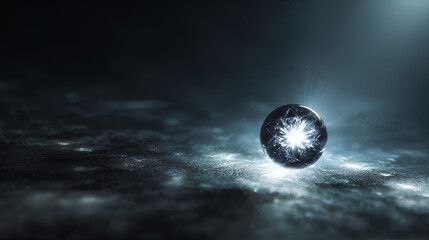 Poster - Luminous Orb Pulsing in Grainy Space