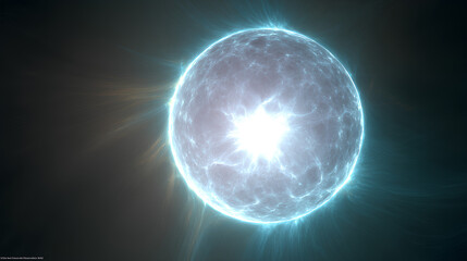 Poster - Luminous Orb Pulsing in Grainy Space