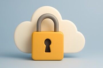 Poster - Secure Cloud Technology with Lock Symbol and Soft Color Scheme