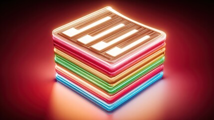 Wall Mural - Stacked colorful neon piano keys