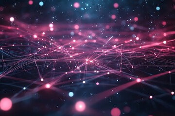 Aufkleber - Abstract network background with glowing nodes and lines for technology concepts