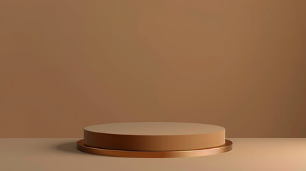 Poster - A bronze colored podium stands ready for a presentation or product display against a matching background