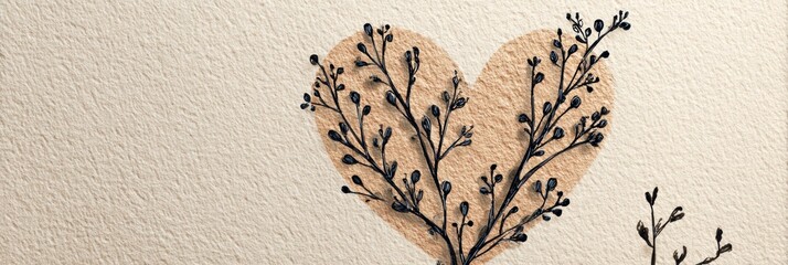 Poster - Delicate Hand-Drawn Heart With Branches Growing, Perfect for Art Lovers and Nature Enthusiasts Seeking Creative Inspiration in Their Decor