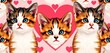 © Chalermrach - Adorable calico kitten heads form a seamless heart-shaped Valentine's Day pattern , tile, graphic