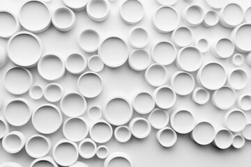 Poster - White circles create a modern abstract background suitable for various design projects and artistic endeavors, White circles abstract background Clean modern graphic design Seamless 3D render