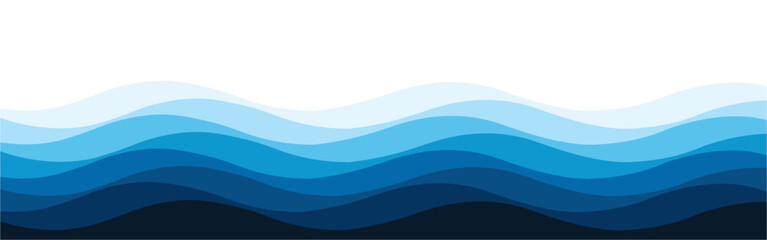 Wall Mural - Abstract blue water wave vector background with layered, flowing lines for modern design.