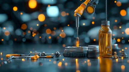 Poster - Industrial automation process workshop product photography modern environment close-up innovation in technology