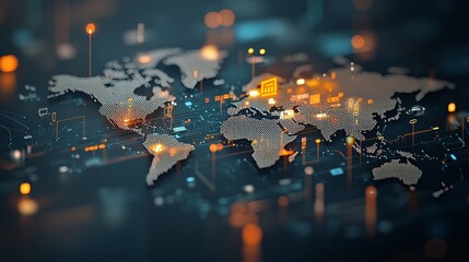 Poster - Global data visualization mapping trends technology sector digital graphics urban environment high angle view connectivity concept