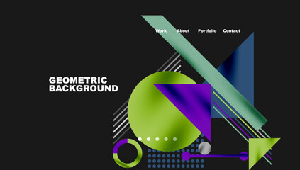 Aufkleber - Abstract geometric design. Vibrant colors, shapes overlap creating modern visual impact. Text highlights background theme.