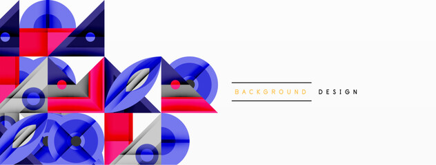 Aufkleber - Abstract geometric shapes, vibrant colors, modern design. Clean white space provides contrast, suitable for backgrounds, presentations.