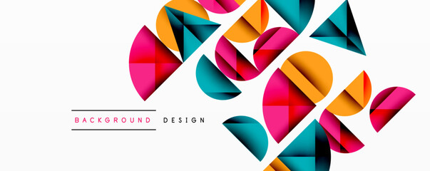 Aufkleber - Abstract geometric shapes overlap, creating vibrant colorful design. Minimalist style with gradients, modern aesthetic.