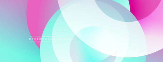 Poster - Abstract colorful layers create dynamic visual effect. Soft gradients blend pink, turquoise, white hues. Modern design element.