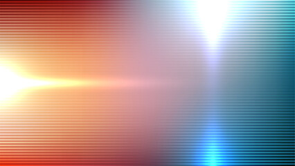 Poster - abstract gradient background with horizontal lines warm red orange cool blue bright lens flare luminous light effect