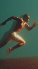 Aufkleber - Futuristic Stamina Icon Wireframe of Athlete in Running Pose with Geometric Silhouette and Tech-Driven Fitness Tracking for Sports Marketing