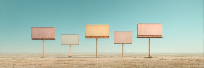 Poster - Minimalist Scoreboard Row with Monochromatic Beige Panels and Organic Textures Symbolizing Scalable Messaging in Modern Advertising Campaigns