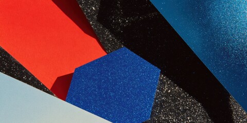 Poster - Inclusive Spectrum Geometric Pentagon Paper Cutouts in Dynamic Futuristic Design with Metallic Textures for Modern Marketing and Digital Branding
