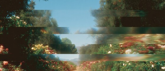 Poster - Digital Fault Line Screen Distortion with Pixelated Bands and Signal Interference - Abstract Electronic Malfunction Texture for Technology and Cybersecurity