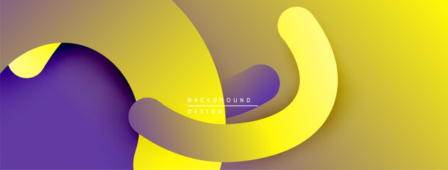 Aufkleber - Abstract flowing shapes, vibrant yellow, purple hues. Modern design, smooth gradients create dynamic visual effect.