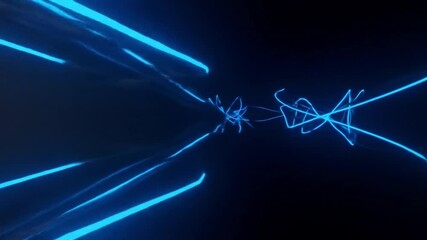 Poster - Abstract blue energy lines flowing and connecting in a digital space