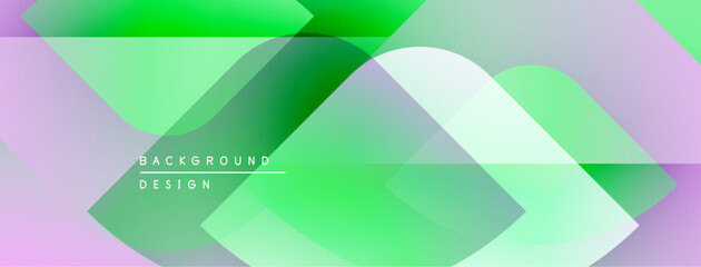Aufkleber - Abstract geometric design. Overlapping layers create vibrant green, purple hues. Modern background for digital projects.