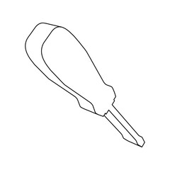 Poster - The outline of a large screwdriver symbol is made with black lines. 3D view of the object in perspective. Vector illustration on white background
