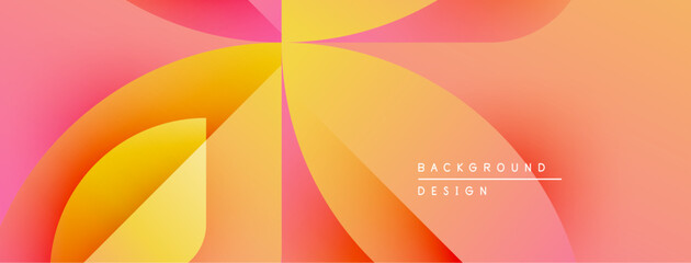 Fototapete - Abstract floral design. Warm color palette dominates, featuring orange, pink, yellow gradients. Modern aesthetic, smooth transitions create visual harmony.