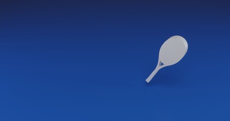 Poster - Isolated realistic white tennis racket symbol with shadow. Located on the right side of the scene. 3d illustration on transparent background