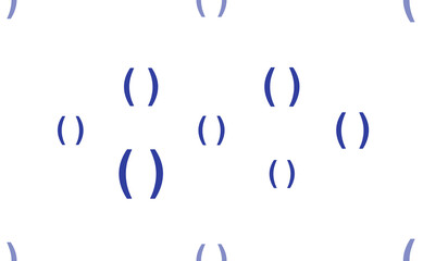 Poster - Seamless pattern of large isolated blue brackets symbols. The pattern is divided by a line of elements of lighter tones. Illustration on light transparent background