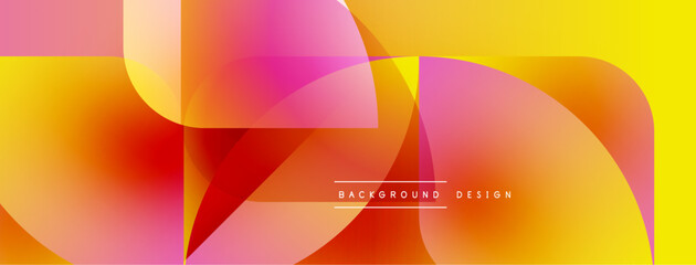 Fototapete - Abstract vibrant design features overlapping colorful shapes. Warm tones dominate, creating dynamic visual effect. Modern, smooth gradients present.
