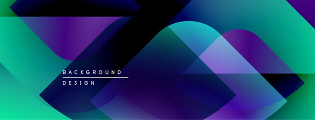 Poster - Abstract geometric shapes overlap, creating vibrant turquoise, purple gradients. Modern design element for backgrounds, presentations.