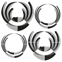 Poster - Abstract circular cuts. Concentric ring forms. Distorted geometric shapes. Vector graphic pattern.