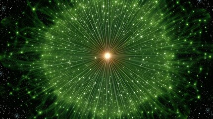 Poster - Abstract Green Light Pattern Radiating Hypnotic Energy