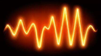 Poster - Glowing Orange Waveform Abstract Animation on Dark Background