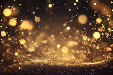 Poster - Golden bokeh lights create a warm and inviting atmosphere in a festive setting, Golden bokeh lights over warm, glowing background