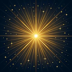 abstract golden burst of light rays on a dark background