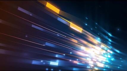 Aufkleber - Abstract digital light streaks vibrant blue, orange, and yellow tones create futuristic and dynamic background, symbolizing speed, technology, and innovation with glowing energy flow and motion blur