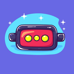 Poster - Cartoon Robot Eye with Three Yellow Lights and Red Panel